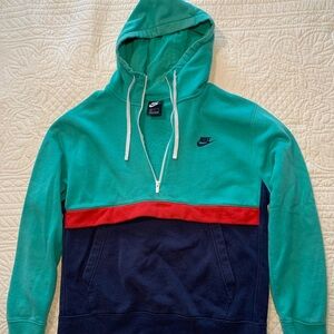 Nike Men's Teal, Red, and Navy Hoodie